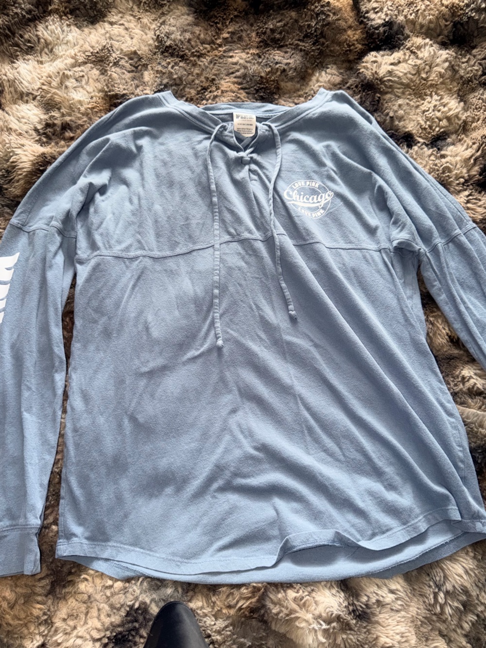 Pink/VS Chicago Limited Edition Graphic Light Blue Hooded Long Sleeve
